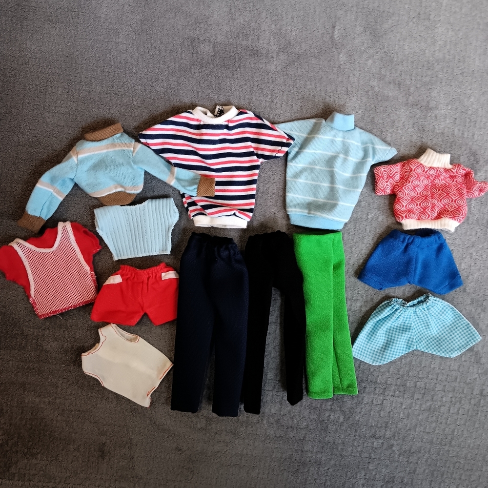Barbie 1970s Vintage Clothing Lot, Retro 70s Doll Bundle, Pants Tops Mod
